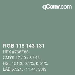 颜色代码: RGB 118 143 131 | qconv.com