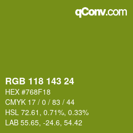 Color code: RGB 118 143 24 | qconv.com