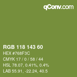 カラーコード: RGB 118 143 60 | qconv.com