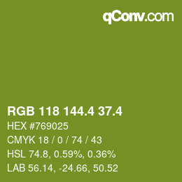 カラーコード: RGB 118 144.4 37.4 | qconv.com