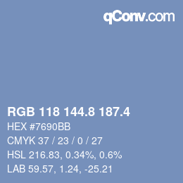 カラーコード: RGB 118 144.8 187.4 | qconv.com