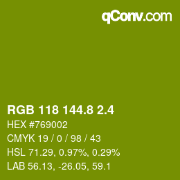 カラーコード: RGB 118 144.8 2.4 | qconv.com