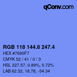 カラーコード: RGB 118 144.8 247.4 | qconv.com
