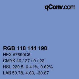 Farbcode: RGB 118 144 198 | qconv.com