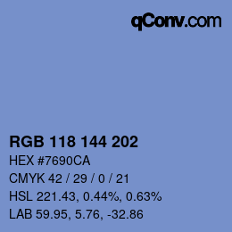 カラーコード: RGB 118 144 202 | qconv.com
