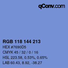 Color code: RGB 118 144 213 | qconv.com