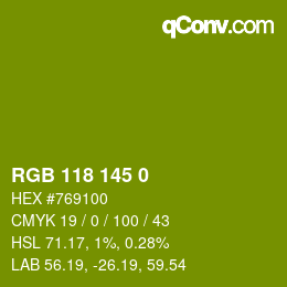 Color code: RGB 118 145 0 | qconv.com