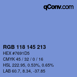 颜色代码: RGB 118 145 213 | qconv.com