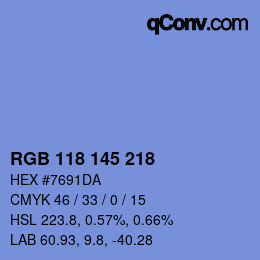 Color code: RGB 118 145 218 | qconv.com