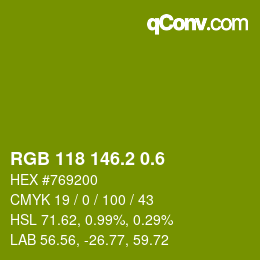 カラーコード: RGB 118 146.2 0.6 | qconv.com