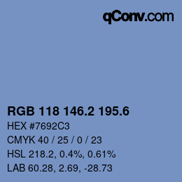 カラーコード: RGB 118 146.2 195.6 | qconv.com