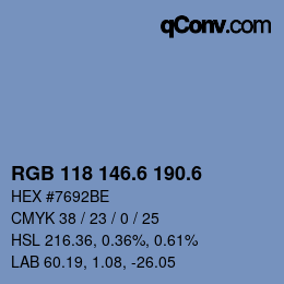 カラーコード: RGB 118 146.6 190.6 | qconv.com