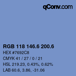 カラーコード: RGB 118 146.6 200.6 | qconv.com