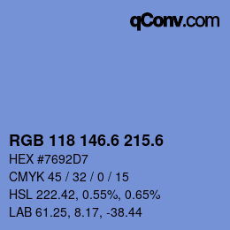 カラーコード: RGB 118 146.6 215.6 | qconv.com