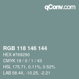 カラーコード: RGB 118 146 144 | qconv.com