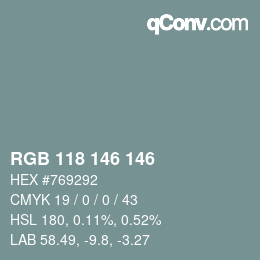 Farbcode: RGB 118 146 146 | qconv.com