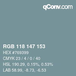 Código de color: RGB 118 147 153 | qconv.com