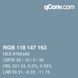 颜色代码: RGB 118 147 163 | qconv.com