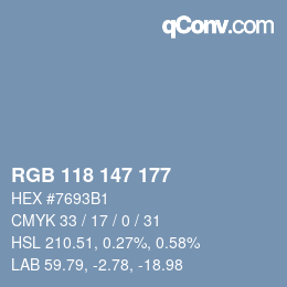 Código de color: RGB 118 147 177 | qconv.com