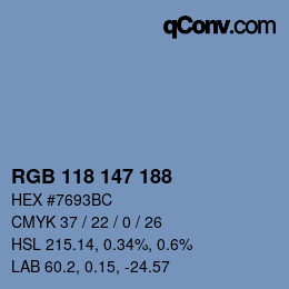 Color code: RGB 118 147 188 | qconv.com