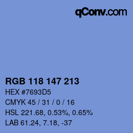 颜色代码: RGB 118 147 213 | qconv.com
