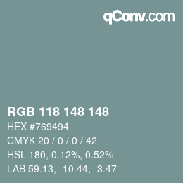 Color code: RGB 118 148 148 | qconv.com