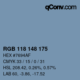 カラーコード: RGB 118 148 175 | qconv.com
