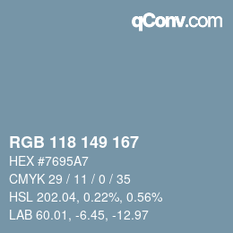 颜色代码: RGB 118 149 167 | qconv.com
