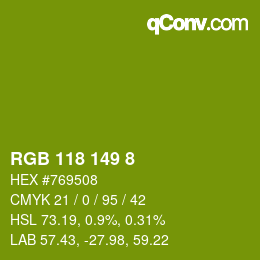 カラーコード: RGB 118 149 8 | qconv.com