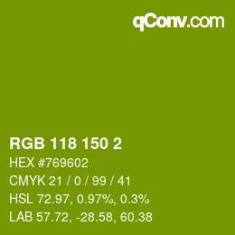 Color code: RGB 118 150 2 | qconv.com