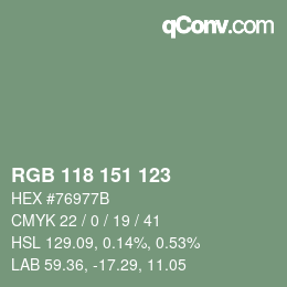 Color code: RGB 118 151 123 | qconv.com