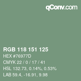 Color code: RGB 118 151 125 | qconv.com