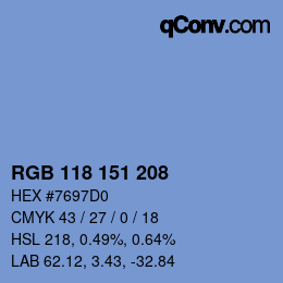 Color code: RGB 118 151 208 | qconv.com