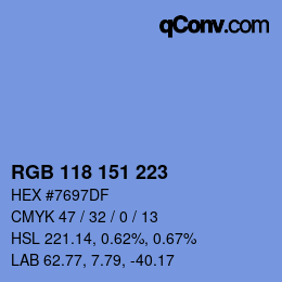 Color code: RGB 118 151 223 | qconv.com