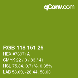 Color code: RGB 118 151 26 | qconv.com