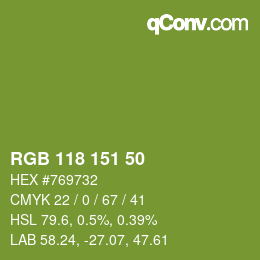 カラーコード: RGB 118 151 50 | qconv.com