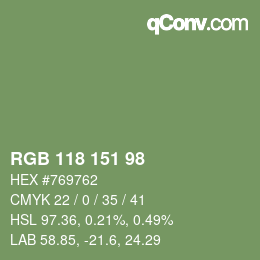 カラーコード: RGB 118 151 98 | qconv.com