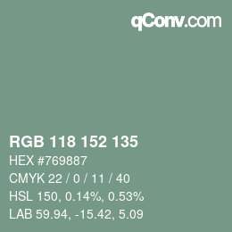 カラーコード: RGB 118 152 135 | qconv.com