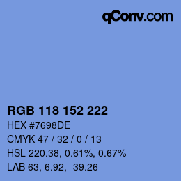 Color code: RGB 118 152 222 | qconv.com