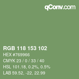 Farbcode: RGB 118 153 102 | qconv.com