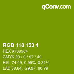 Color code: RGB 118 153 4 | qconv.com