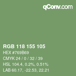 Farbcode: RGB 118 155 105 | qconv.com