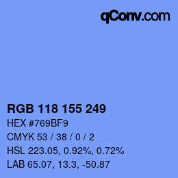 カラーコード: RGB 118 155 249 | qconv.com