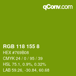 Color code: RGB 118 155 8 | qconv.com