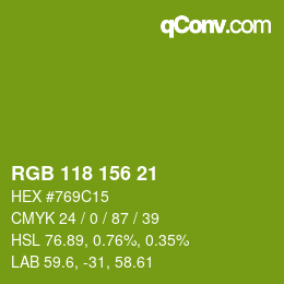 Color code: RGB 118 156 21 | qconv.com