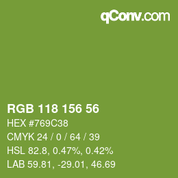 颜色代码: RGB 118 156 56 | qconv.com