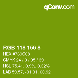 颜色代码: RGB 118 156 8 | qconv.com
