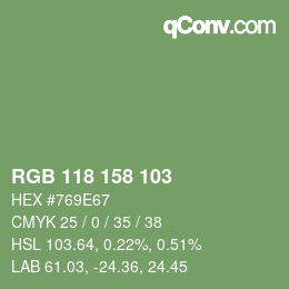 颜色代码: RGB 118 158 103 | qconv.com