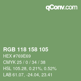 颜色代码: RGB 118 158 105 | qconv.com