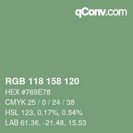 颜色代码: RGB 118 158 120 | qconv.com